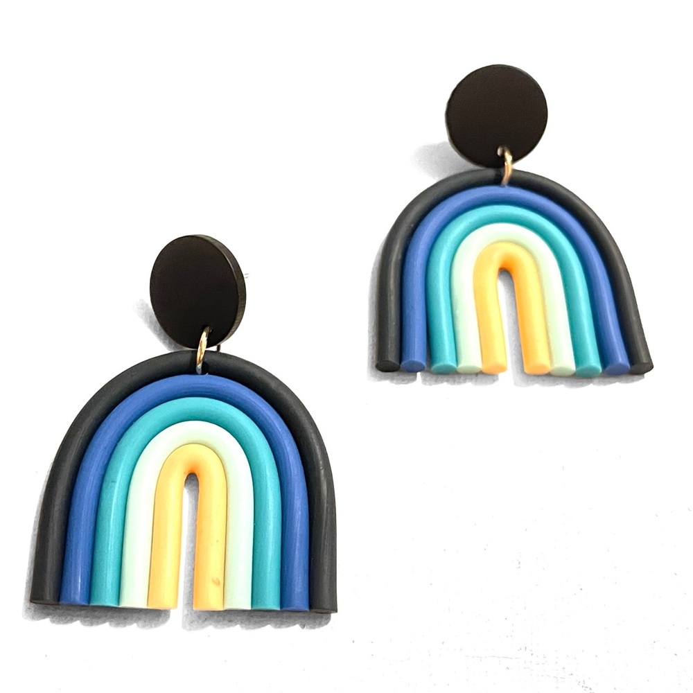 UShaped Earrings Rainbow Design